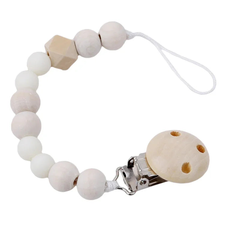 Baby Pacifier Clip Chain Wooden Holder Soother Pacifier Clips Leash Strap Nipple Holder for Infant Feeding