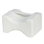 Orthopedic Memory Foam Knee Wedge Pillow for Sleeping Sciatica Back Hip Joint Pain Relief Contour Thigh Leg Pad Support Cushion, White, White+bandage, Navy blue grid+bandage