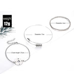 3pcs / Set Silver Bohemian Hollow Arrow Compass Beads Chain for Women