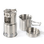 Outdoor Stainless Steel Windproof Stove Portable Camping Roast Stove Set, Wood Stove, Stove Set+Wood Stove