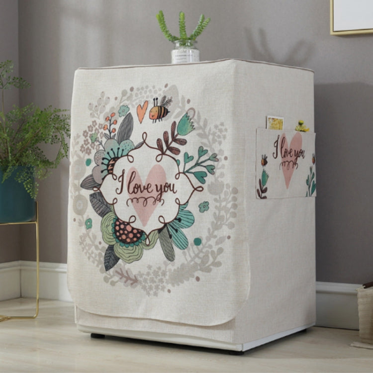 Cartoon Cotton and Linen Drum Roller Washing Machine Dust Cover, 83x60x60cm