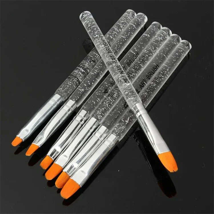 7pcs /Set UV Gel Acrylic Crystal Design Builder Painting Nail Art Brush Pen Tool Set Crystal Painting Drawing Carving Pen Set