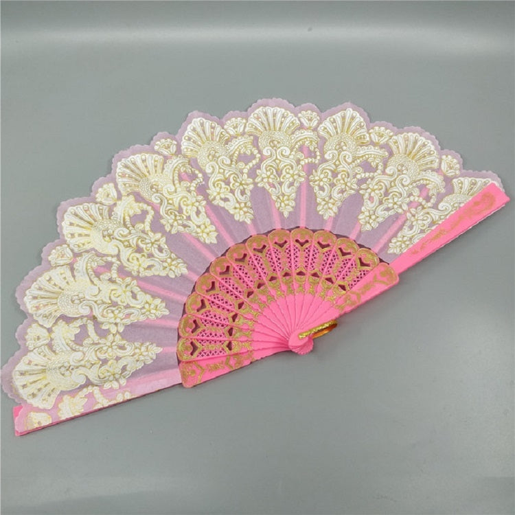 Spain Style Plastic Folding Fan Peacock Lace Fan Ladies Dance Gilding Fan, 23x42cm