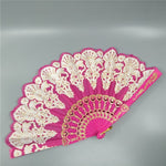 Spain Style Plastic Folding Fan Peacock Lace Fan Ladies Dance Gilding Fan, 23x42cm