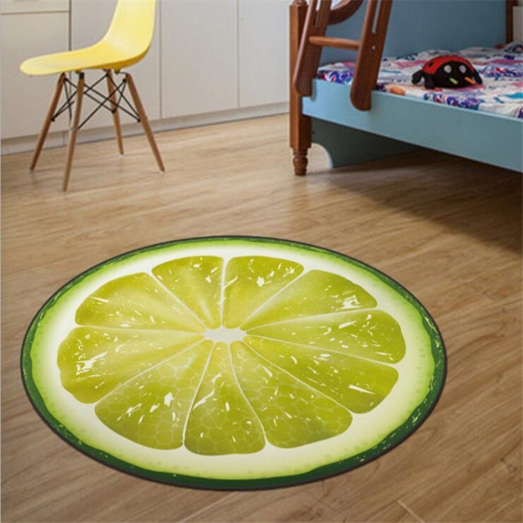 Fruit Pattern Rug Round Crystal Velvet Non-Slip Room Carpet Mat, Diameter 60cm, Diameter 100cm