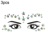 3 PCS  Forehead Green Masquerade Makeup Acrylic Face Sticker, YT-46, YT-47, YT-48, YT-49, YT-50, YT-51, YT-52, YT-53-01, YT-53-02, YT-54, YT-55, YT-56, YT-57, YT-59, YT-60, YT-61, YT-65, YT-66, YT-67, YT-68, YT-69