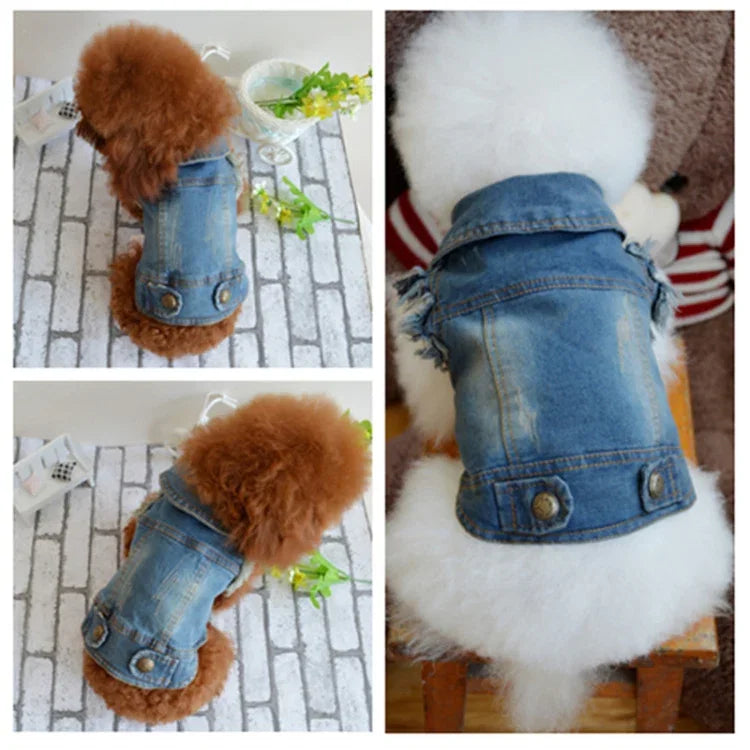 Retro Personality Denim Small Vest Pet Dog Clothes Pet Jacket, L, XL, XS, M