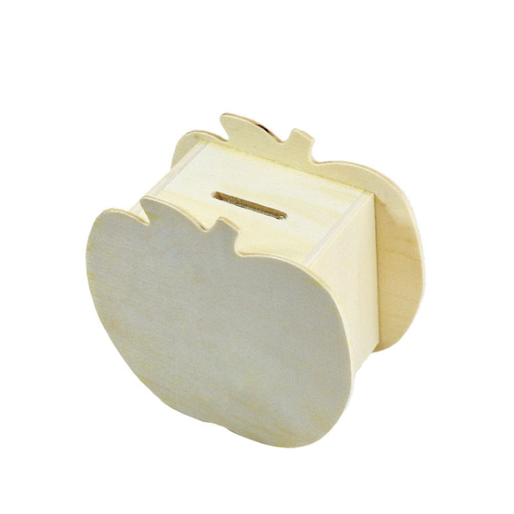 Lovely Creative Child DIY Wooden Apple Hand Painted Piggy Bank, 10x5.6x9.5cm