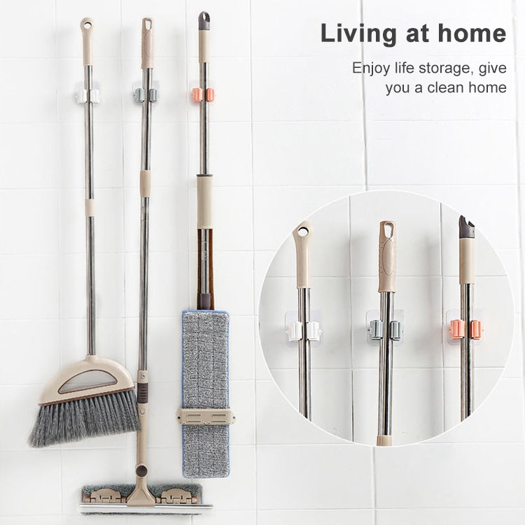 Mop Holder Wall Mounted Organizer Holder Household Kitchen Bathroom Adhesive Storage Broom Hanger Clip Hook Racks, Clip Hook White