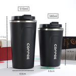 Smart Version Double Stainless steel 304 Coffee Mug Car Thermos Mug Travel Thermo Cup, 380ml White, 380ml Black, 380ml Green, 380ml Blue, 380ml Pink, 510ml White, 510ml Green, 510ml Blue, 510ml Pink, 510ml Black