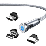 CC56 Dust Plug Rotating Magnetic Wire, Cbale Length: 2m, 2m Android Head, 2m Micro USB, 2m Type-C Head, 2m 8Pin Head, 2m Line+Three Heads, 2m + 8Pin + Type-C/USB-C + Micro USB, 2m Line