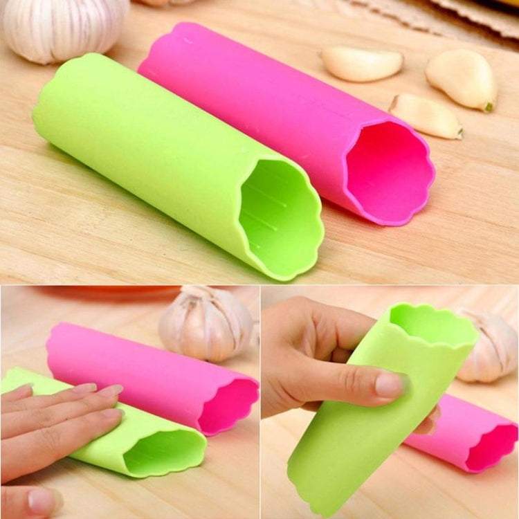2 PCS Kitchen Peeling Garlic Press Garlic Peeler Does Not Hurt the Hand Silicone Garlic Peeler, Red, Blue