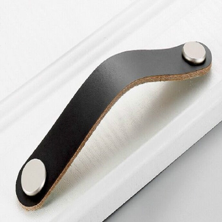 Kitchen Cabinet Wardrobe Leather Door Handle Drawer Pull, Black Single Hole, Black 96, Black 128
