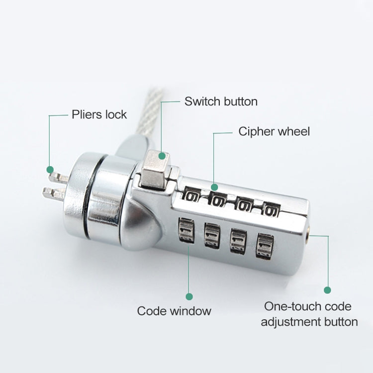 Four Digit Computer Lock Notebook Universal Anti-theft Password Lock, Diameter 3.5 mm Length 1.2 m