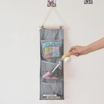6 Pockets 3 Layers Foldable Hanging Bag Shelf Bag Purse Handbag Organizer, Black, Gray