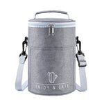 Round Lunch Bag Insulated Lunch Box Foldable & Portable Lunch Tote, L, M