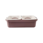 Double-layer Classification Square Drain Basket Kitchen Household Plastic Fruit and Vegetable Basket, Dark Red, Yellow Blue, Grass Green, Light Gray
