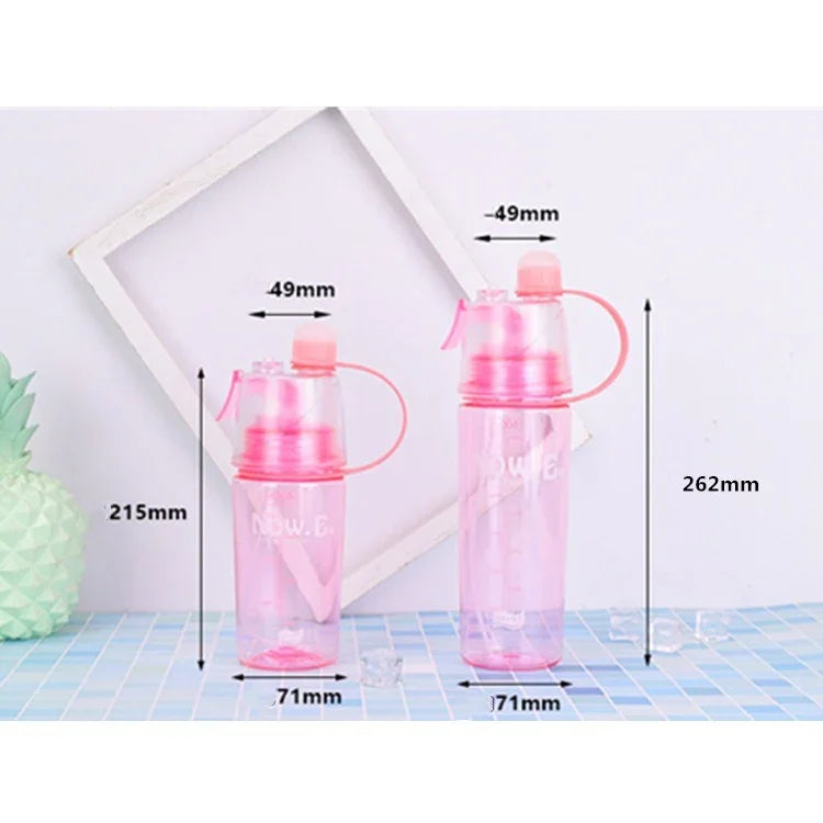 Creative Spray Water Bottle Sports Bottle Portable With Lid Summer Hydration Beauty Plastic Cup, 600 ML, 400 ML