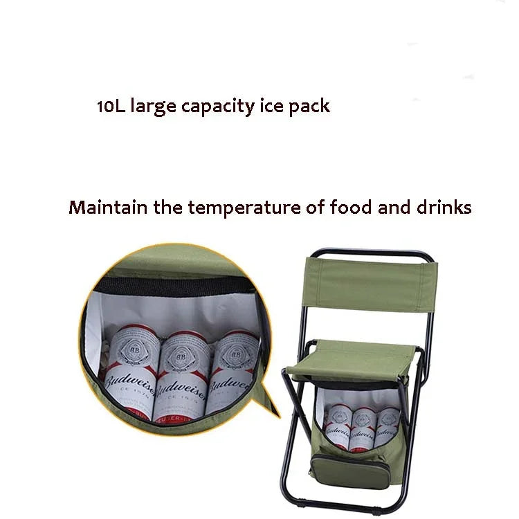Outdoor Folding Chair with Storage Bag & Backrest & Heat Preservation Function, Outdoor Folding Chair