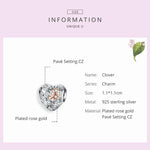 925 Sterling Silver Heart-shaped Beaded Hollow Four-leaf Clover DIY Bracelet Accessories, SCC1248