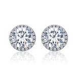 Zircon Earrings Sterling Silver Simple Girls Earrings, SCE358