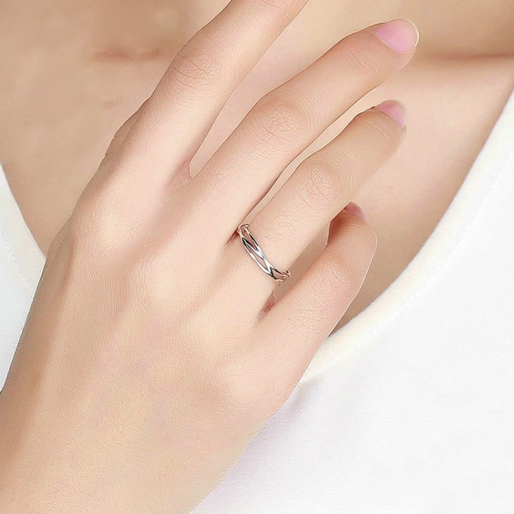 S925 Sterling Silver Platinum Plated Ring Simple Fashion Open Ring, SCR483