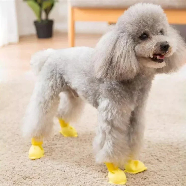 4 PCS/Set  Cartoon Dog Shoes Pet Silicone Waterproof Rain Boots, S, M, L