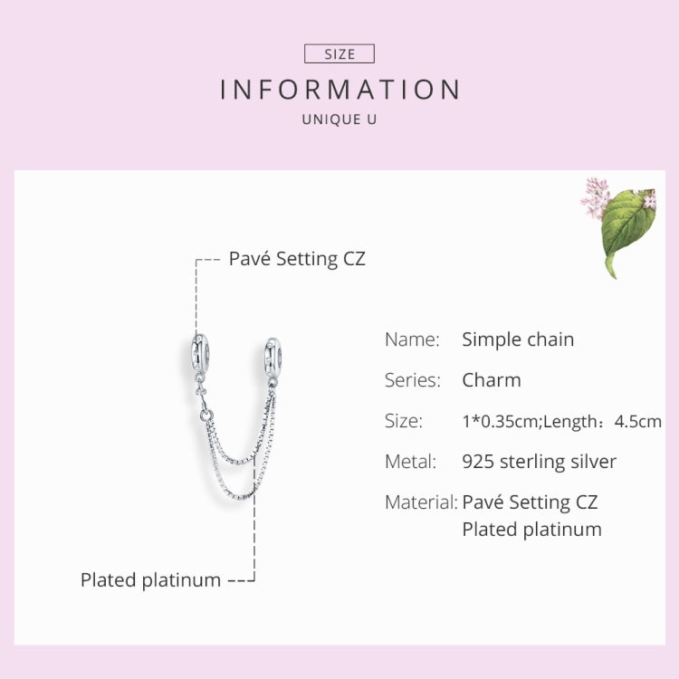 S925 Sterling Silver Simple Two-layer Chain Safety Chain DIY Bracelet Accessories, SCC1419