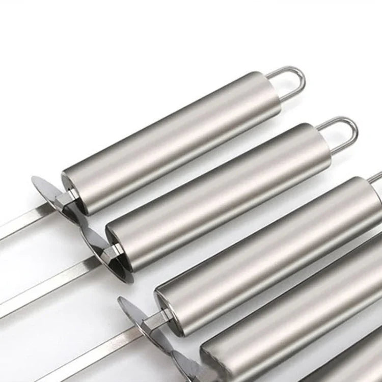 5 PCS Barbecue Pin With Handle BBQ Stainless Steel Grill Skewer Grill Pin With Heat-proof Handle