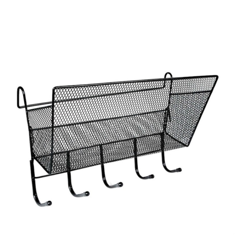 Dormitory Upper Bunk Bedside Storage Rack Bedside Hanging Basket Hook, Black Hanging Basket + Black Hook, White Hanging Basket + White Hook