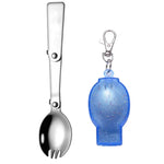 2PCS Stainless Steel Folding Fork Spoon Integrated Dual-use Picnic Portable Tableware, Random Color Delivery, Spoon, Fork