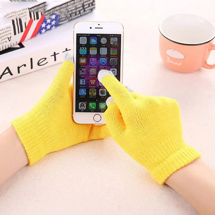 Winter Touch Screen Gloves Women Men Warm Stretch Knit Mittens Imitation Wool Thicken Full Finger Gloves, White, Grey, Black, Yellow, Navy Blue, Kids White, Kids Black, A-Navy Blue, A-Black, A-White, A-Grey, B-Grey, B-Blue, C-Yellow, C-Blue, C-Purple  ...