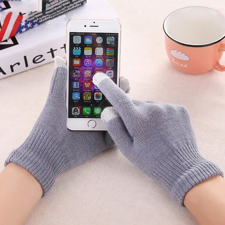 Winter Touch Screen Gloves Women Men Warm Stretch Knit Mittens Imitation Wool Thicken Full Finger Gloves, White, Grey, Black, Yellow, Navy Blue, Kids White, Kids Black, A-Navy Blue, A-Black, A-White, A-Grey, B-Grey, B-Blue, C-Yellow, C-Blue, C-Purple  ...