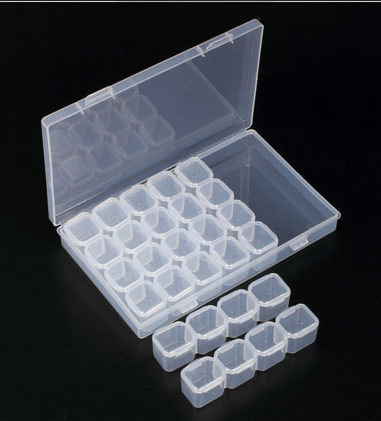28 Slots Manicure Tool Storage Box Dustproof Independent Compartment Mini Drill Box Jewelry Box PP Pill Box