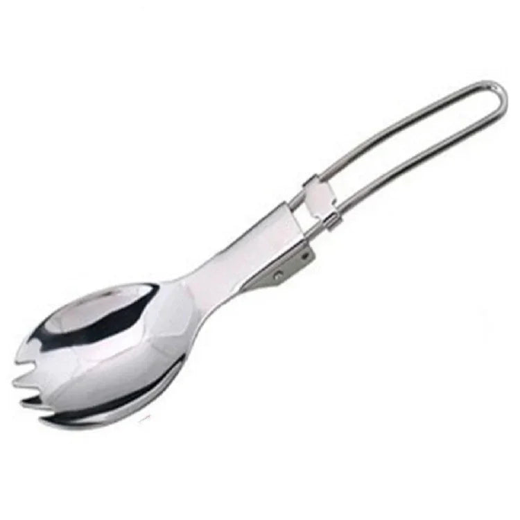 2 PCS Outdoor Camping Hiking Stainless Steel Metal Fork Spoon Tableware Cookout Picnic Folding Spork