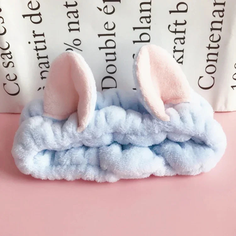 Cute Elastic Cat Ears Headbands Women Girls Makeup Face Washing Headband Hairdo Facial Mask Headwrap Hairband Hair Accessory