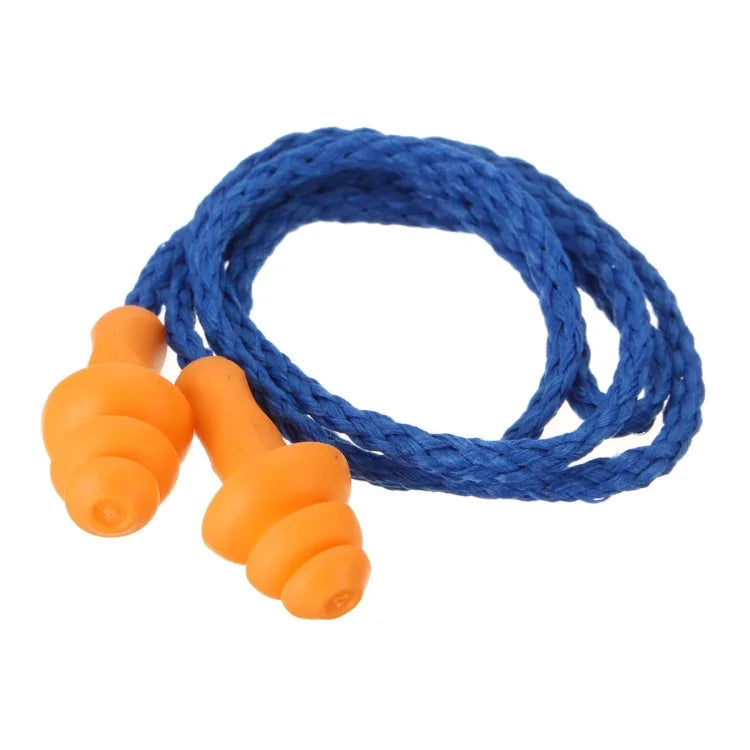 10 PCS Soft Silicone Corded Ear Plugs ears Protector Reusable Hearing Protection Noise Reduction Earplugs