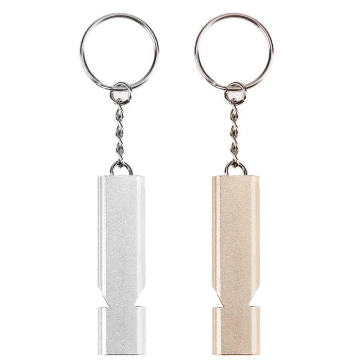 Mini Portable 120db Double Pipe High Decibel Outdoor Camping Hiking Survival Whistle Double-frequency Emnergecy Whistle Keychain, 3 PCS Silver, 3 PCS Gold