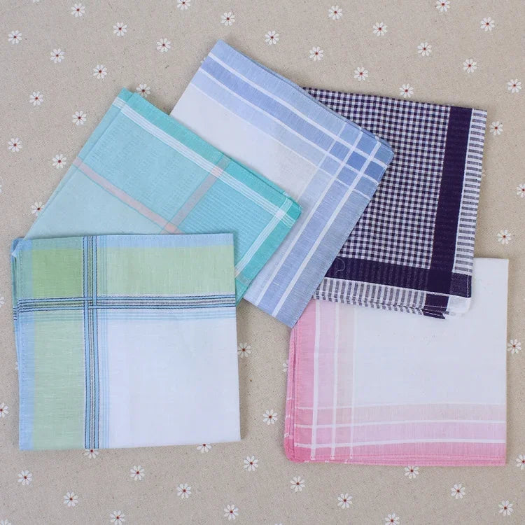 Multicolor Plaid Stripe Men Pocket Squares Business Chest Towel Handkerchiefs  100% Cotton