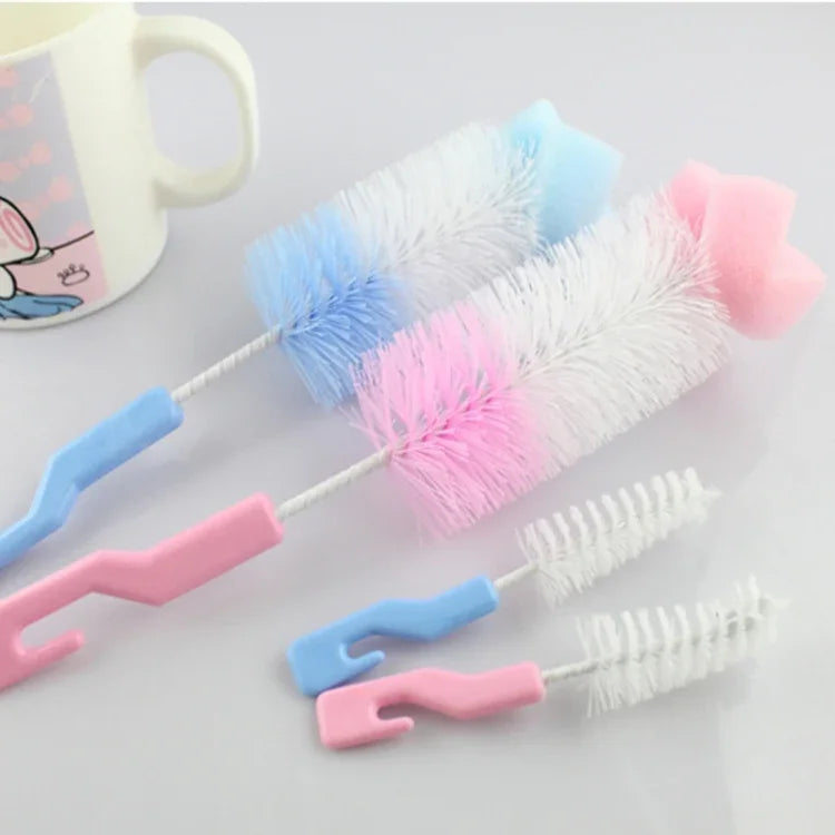 2 Sets Baby Nipple Milk Bottle Cup 360 Degree Sponge Cleaner Pacifier Brush, Random Color Delivery, Milk Bottle Cup