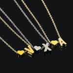 Fashion Tiny Dainty Heart Initial Necklace Personalized Letter Necklace Name Jewelry for women accessories girlfriend gift, S