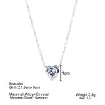Crystal Heart Pendant Necklace Female Short Chain Necklace, Gold, Silver