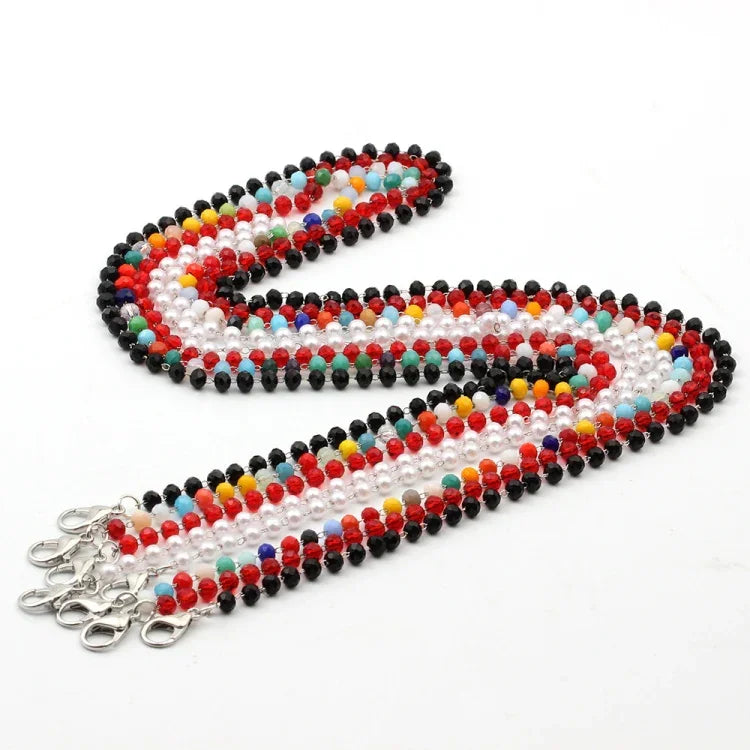 Mask Lanyard Handmade Crystal Bead Chain Anti-Drop Hanging Glasses Chain, White