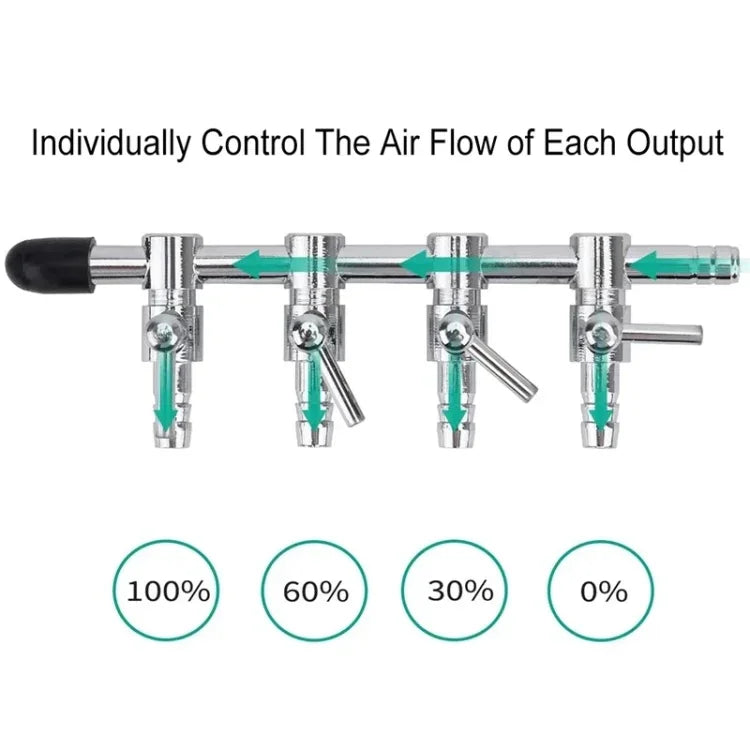 Fish Tank Oxygen Pipe Stainless Steel Distributor Oxygen Regulating Valve, One Head, Two Heads, Three Heads, Four Heads, Five Heads, Six Heads, Eight Heads, Ten Heads