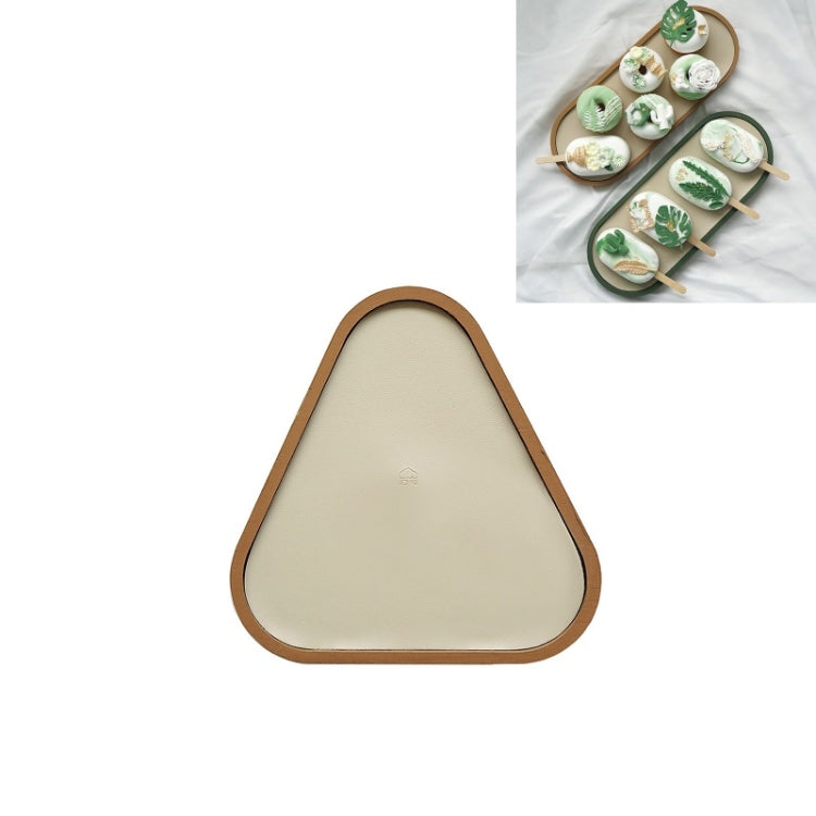 Desktop Shallow Storage Tray Sundries Tray Jewelry Display Tray, , Oval (Warm Brown), , Triangle (Warm Brown), , Round (Warm Brown), , Oval (Dark Green), , Triangle (Dark Green), , Round (Dark Green), , Oval (Green Lotus), , Triangle (Green Lotus)