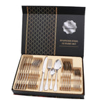 24 in 1 Stainless Steel Tableware Western Steak Cutlery Gift Set, Silver, Golden, Rose Gold, Rainbow Color, Black