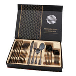24 in 1 Stainless Steel Tableware Western Steak Cutlery Gift Set, Silver, Golden, Rose Gold, Rainbow Color, Black