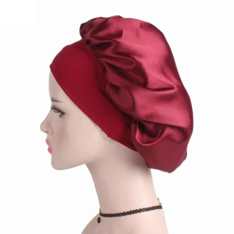 2 PCS TJM-301 Night Cap With Wide Brim And Elasticity Headband Ladies Chemotherapy Cap Hair Care Hat, M 56-58cm