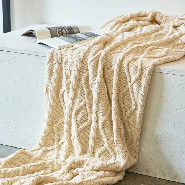 Home Soft Decoration Chenille Knitted Leisure Blanket Sofa Air Conditioning Blanket Car Blanket, 130x180cm