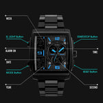 SKMEI 1274  Men Fashion Electronic Watch Multifunctional Outdoor Sports Watch, Red, Blue, Black, Golden
